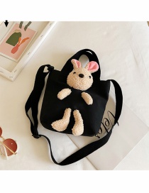 Fashion Black Doll Rabbit Canvas Childrens One-shoulder Messenger Bag