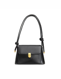 Fashion Black Lock Solid Color Crossbody Shoulder Bag