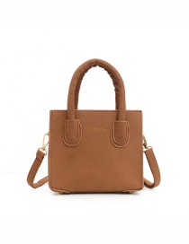 Fashion Brown Single Shoulder Messenger Bag With Stamped Letters