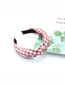 Fashion Plaid Red And White Calico Striped Cross-knotted Wide-brimmed Headband