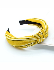 Fashion Pinstripe Yellow Calico Striped Cross-knotted Wide-brimmed Headband