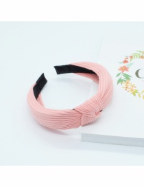 Fashion Pink Knotted Cotton Knit Headband In The Middle Of The Head Buckle