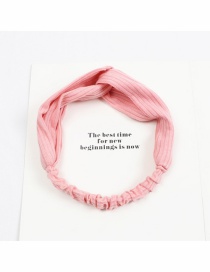 Fashion Pink Knitted Cross Solid Color Wide Elastic Headband