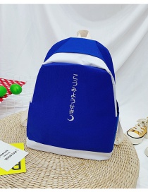 Fashion Blue Contrast Stitching Letter Print Backpack
