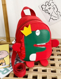 Fashion Red Nylon Cloth Dinosaur Stitching Childrens Backpack