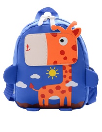 Fashion Giraffe Blue Giraffe And Zebra Stitching Print Kids Backpack