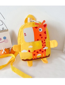 Fashion Giraffe Yellow Giraffe And Zebra Stitching Print Kids Backpack