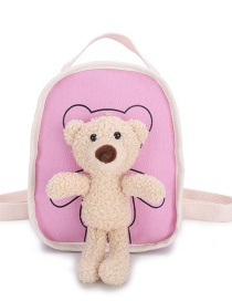Fashion Pink Canvas Bear Doll Childrens Backpack