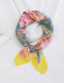Fashion Cotton Color Matching Flower Yellow Border Thin Cotton And Linen Print Small Square Scarf