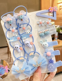 Fashion Blue Bee Box Net Yarn Animal Fruit Children Hairpin Hair Rope Set