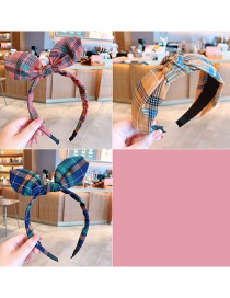 Fashion Three-piece Lattice Series Fabric Bowknot Checkered Net Yarn Printing Knotted Wide Side Childrens Headband