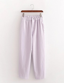 Fashion Purple Elastic Waist Loose Jeans