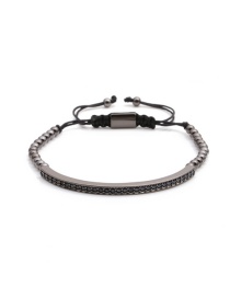 Fashion Elbow Grab Black Stainless Steel Roman Letter Adjustable Bracelet Set