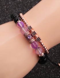 Fashion Rose Gold Colorful Suit Moonlight Bright Stone Micro-inlaid Zircon Cube Cylindrical Water Drop Bracelet Set