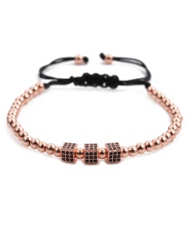 Fashion Rose Gold Colorful 3 Cubes Micro-inlaid Zircon 4mm Copper Bead Cube Cuboid Bracelet Set