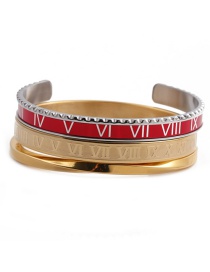 Fashion Red Open Bracelet Set Stainless Steel Roman Letter C Twisted Opening Adjustment Bracelet Set