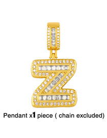 Cadena Gruesa De Cobre Chapado En Oro Con Colgante De Collar Con Letras De Diamantes