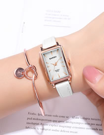 Fashion White Rectangular Case Thin Strap Quartz Watch