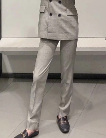Fashion Gray Plaid Suit Trousers