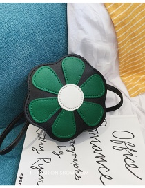 Fashion Green Flower Stitching Contrast Color Childrens Messenger Shoulder Bag