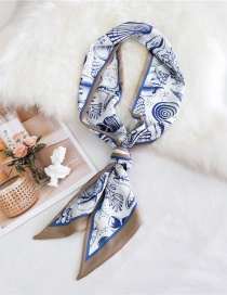 Fashion Conch Double-sided Bevel Printed Satin Knotted Small Silk Scarf