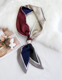 Fashion Color Matching Wine Red Rice Double-sided Bevel Printed Satin Knotted Small Silk Scarf