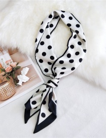 Fashion Polka Dot White Double-sided Bevel Printed Satin Knotted Small Silk Scarf