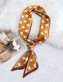 Fashion Polka Dot Orange Double-sided Bevel Printed Satin Knotted Small Silk Scarf