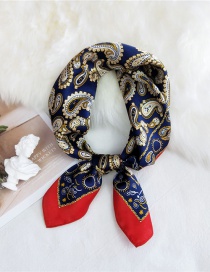 Fashion Butterfly Cashew With Navy Blue And Red Edge Silk Polka Dot Print Animal Butterfly Small Square Scarf