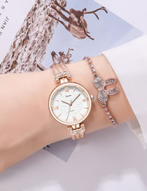 Fashion Rose Gold White Noodles Gypsophila Fine Watch With Roman Scale Water Diamond British Watch