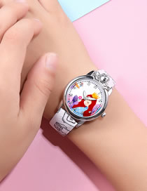 Fashion White Little Princess Pattern Belt Table Set Diamond Anglo Watch