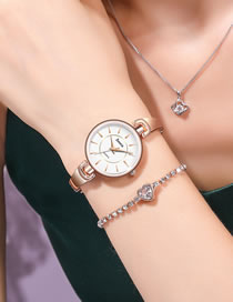 Fashion Rose Gold White Noodles Thin Steel Band Ol Strip Nail Face Quartz Steel Band Watch