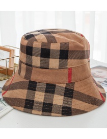 Fashion Khaki Plaid Suede Foldable Fisherman Hat