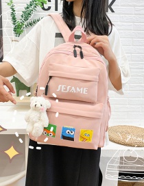 Fashion Pink Nylon Fabric Letter Print Backpack