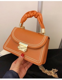 Fashion Orange Lock Flap Contrast Color Embroidery Thread Shoulder Messenger Bag