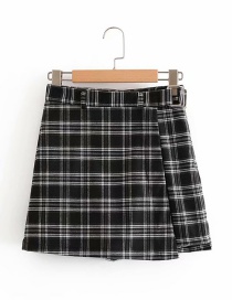 Fashion Black Thickened Irregular Plaid Skirt Shorts