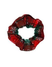 Fashion Red+green Fabric Printed Christmas Hair Rope