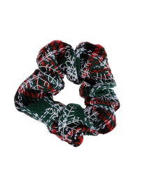 Fashion Green Fabric Printed Christmas Hair Rope
