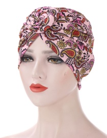 Fashion Light Pink Geometric Turban Hat With Spiral Snail Print