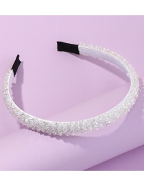 Fashion White Checked Rhinestone Beaded Geometric Headband