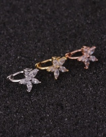 Fashion Small Flower Silver Gold-plated Copper Earrings Inlaid With Zircon Flowers