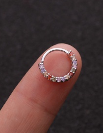 Fashion 8mm Mixed Color Micro-inlaid Zircon Geometric Round Gold-plated Nose Ring