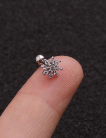 Fashion Fireworks Silver Stainless Steel Thin Rod Screw Micro-inlaid Zircon Geometric Earrings