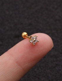 Fashion Round Gold Stainless Steel Thin Rod Screw Micro-inlaid Zircon Geometric Earrings