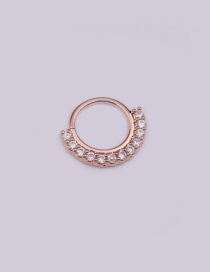 Fashion Rose Gold 7# Micro-inlaid Zircon Round Geometric Nose Ring