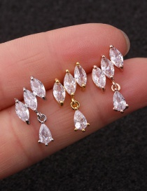 Fashion 18# Rose Gold Stainless Steel Piercing Jewelry Zircon Earrings Female Flower Ear Bone Nails (1pcs)