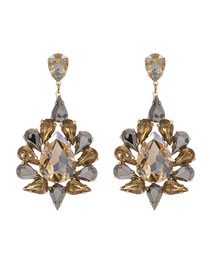 Fashion Champagne Alloy Diamond Geometric Shape Earrings
