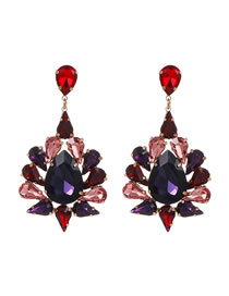 Fashion Purple Alloy Diamond Earrings