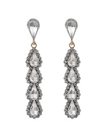 Fashion White Alloy Diamond Drop Diamond Earrings