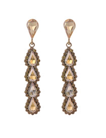 Fashion Champagne Alloy Diamond Drop Diamond Earrings
